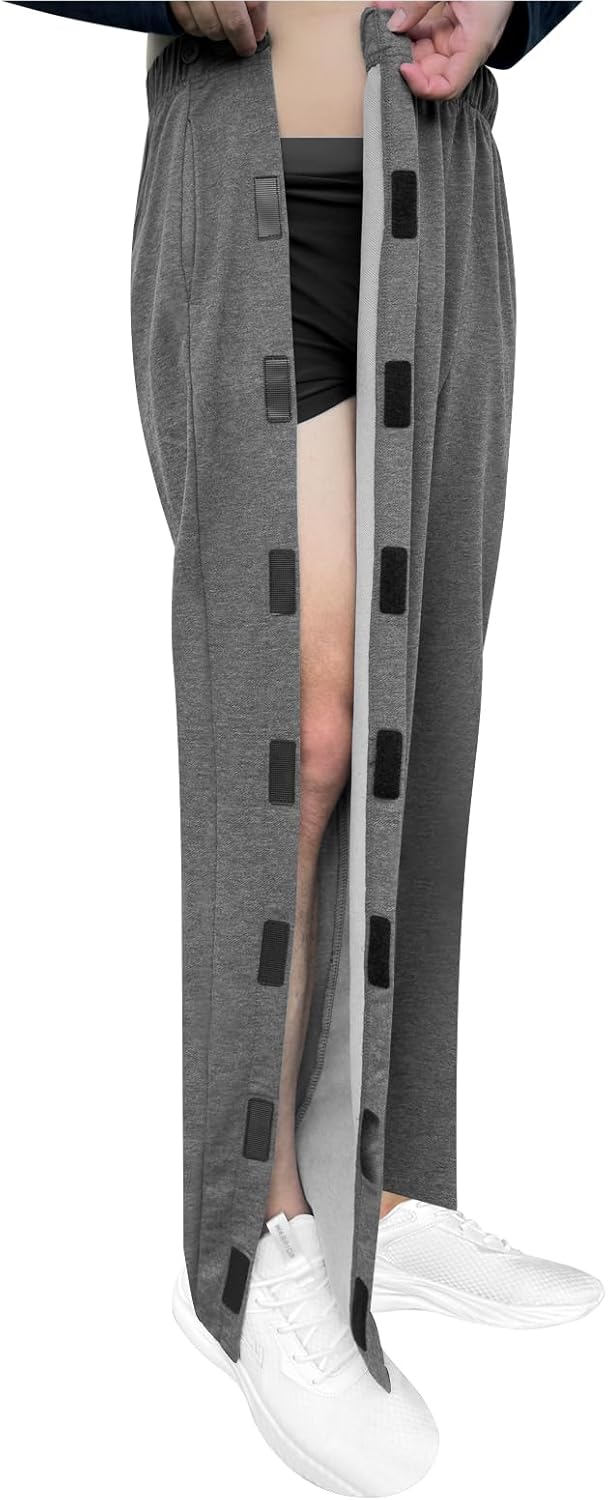 Men's Post Surgery Pants Open Bottom Easy Side Tear Away Pants for Men Sweatpants Loose Fit Post Surgery Pant with Pockets - Image 2