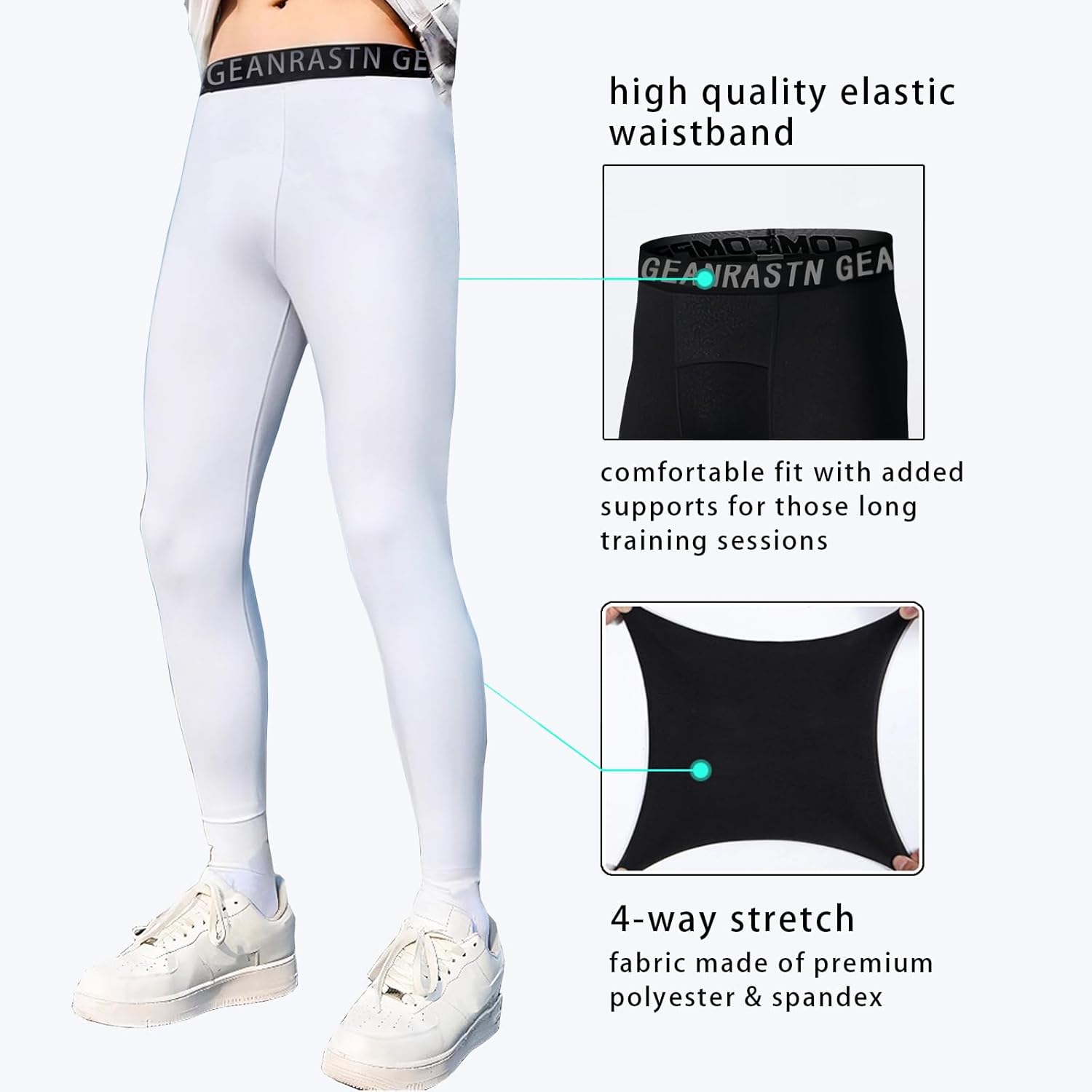 Youth Boys Compression Pants for Basketball Leggings Sports Tights Kids Athletic Soccer Base Layer 2 Pack - Image 5