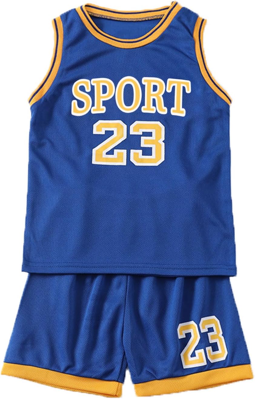 Toddler Baby Boys Basketball Jersey Outfit Toddler Kids Sports Shorts Set Summer Clothes Tank Top Track Shorts