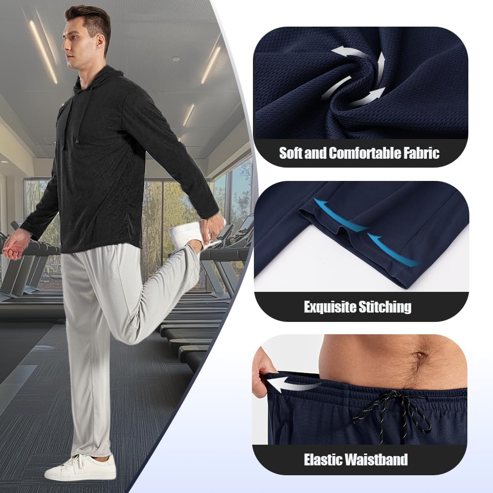 3PC or 5PC Men's Zipper Jogger Pants, Breathable & Flexible Fit, Comfortable for Sports & Casual Wear, Sweatpants for Men - Image 4