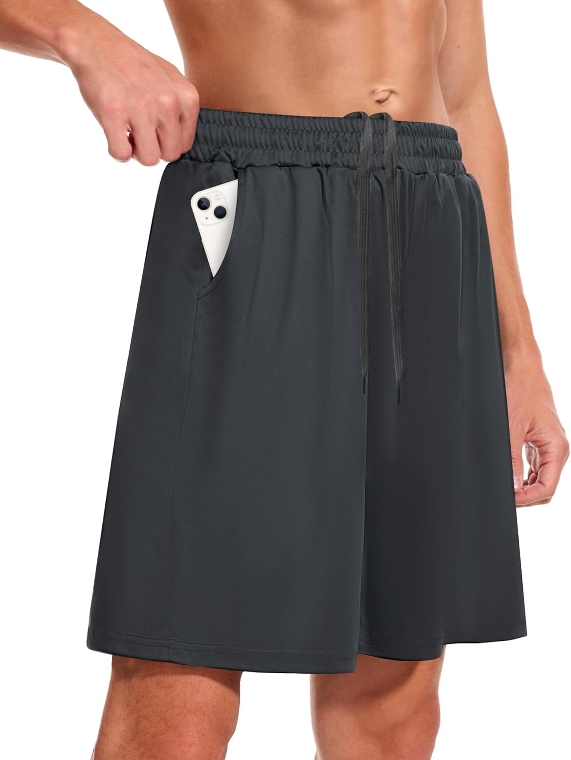 Men's Athletic Gym Shorts - Quick Dry Black Casual Basketball Shorts with Pockets for Running Workout Activewear - Image 8