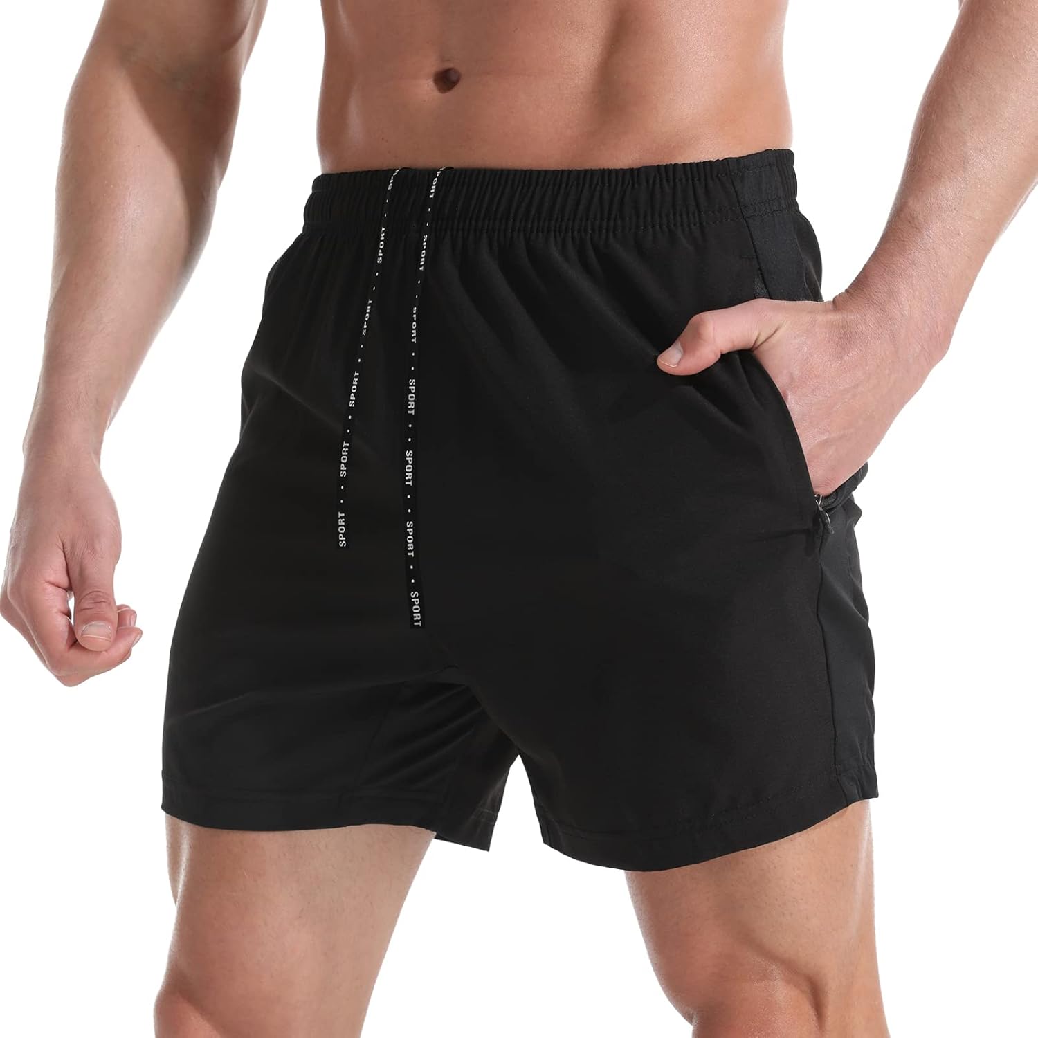 VPOS Gym Shorts for Men 5 Inch - Lightweight Mens Athletic Shorts Quick Dry Workout Running Shorts with Zipper Pockets