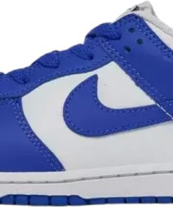 Dunk Low Preschool Basketball Shoes (White/Hyper Royal/Hyper Royal) (FB9108-131, Blue/White)