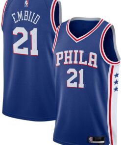 Joel Embiid Philadelphia 76ers NBA Kids Youth 8-20 Blue Icon Edition Swingman Jersey