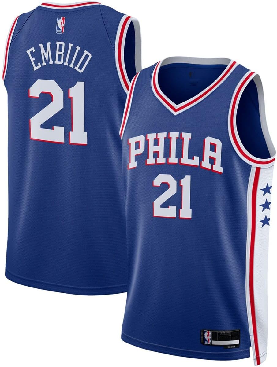 Joel Embiid Philadelphia 76ers NBA Kids Youth 8-20 Blue Icon Edition Swingman Jersey