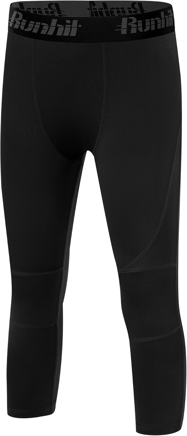 Runhit Boys Compression Pants 3/4 - Youth Athletic Leggings Capris Tights Sports Base Layer for Basketball Football Baseball - Image 7
