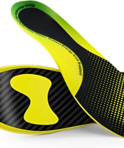 Carbon Fiber Insoles for Basketball & Volleyball, High-Energy Return for Court Shoes, Jump Higher, Run Faster, Plantar Fasciitis Support & Relief (Yellow, US Men:9.5-10.5, Women:11-12)
