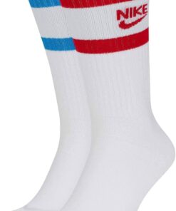 Nike Heritage Crew Socks (White/Red/Blue, Large)