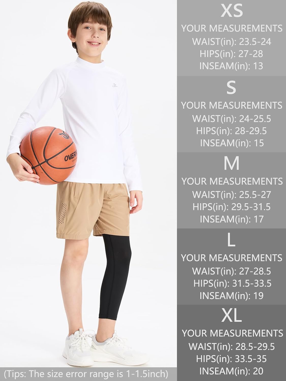 DEVOROPA Youth Boys One Leg Compression Pants for Basketball 3/4 Leggings Sports Tights Athletic Soccer Baselayer Pockets - Image 6