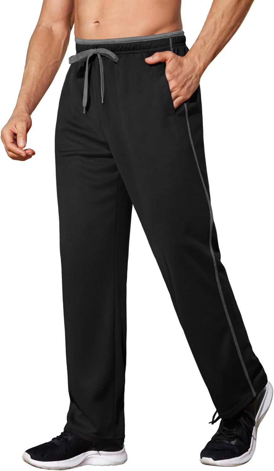 COOFANDY Mens Athletic Workout Pants Open Bottom Sweatpants Mesh Gym Pants for Runnning, Training,Casual - Image 10