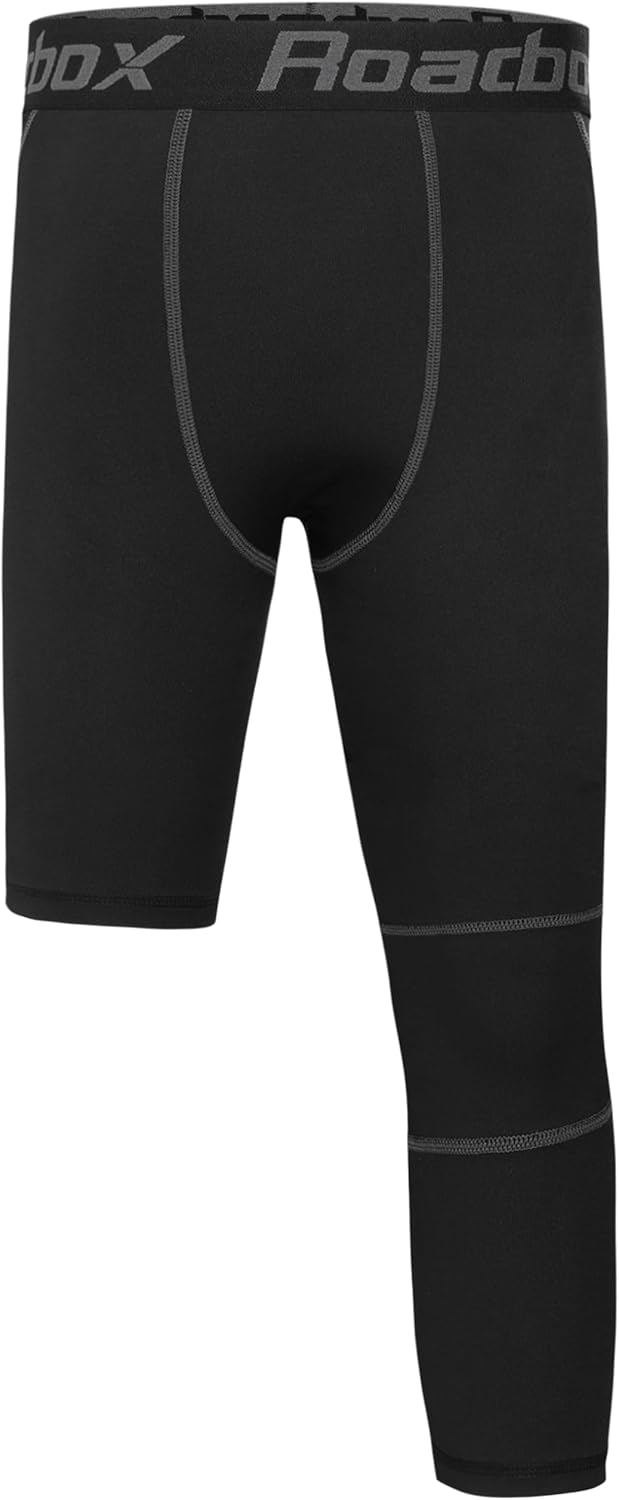 Roadbox Boys One Leg Compression Pants, 2Pack 3/4 Athletic Basketball Leggings, Youth Sports Baselayer Tights - Image 7