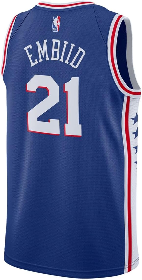 Joel Embiid Philadelphia 76ers NBA Kids Youth 8-20 Blue Icon Edition Swingman Jersey - Image 3