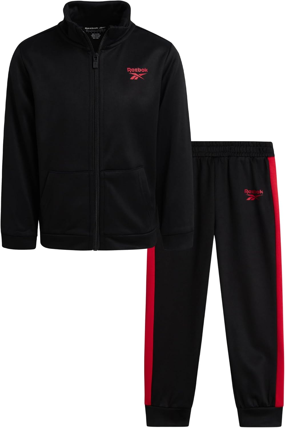 Reebok Boys Tracksuit Set - 2 Piece Athletic Tricot Fleece Lined Zip Up Jacket and Boys Sweatpants for Toddlers & Big Boys - Image 12