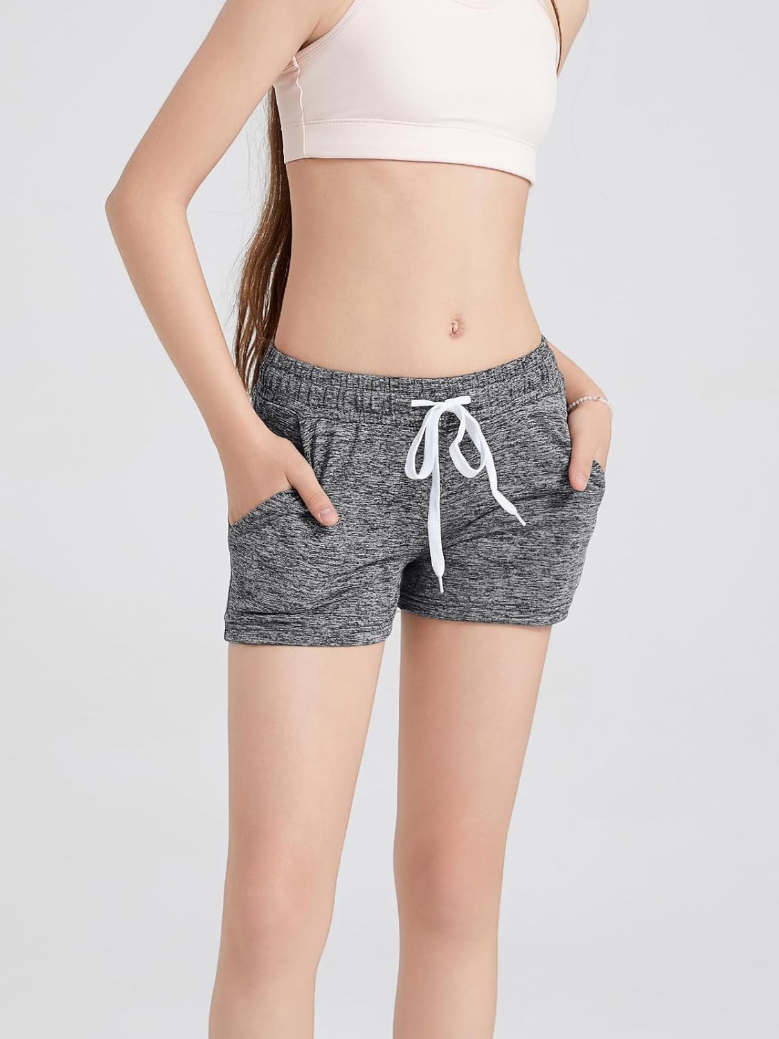 4 Pack Girls Athletic Shorts Dry-Fit Basketball Shorts with Pockets,Girls Running Shorts for Kids Gym Soccer - Image 6