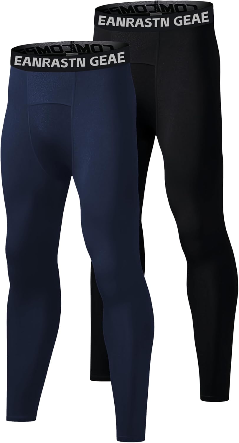 Youth Boys Compression Pants for Basketball Leggings Sports Tights Kids Athletic Soccer Base Layer 2 Pack - Image 7