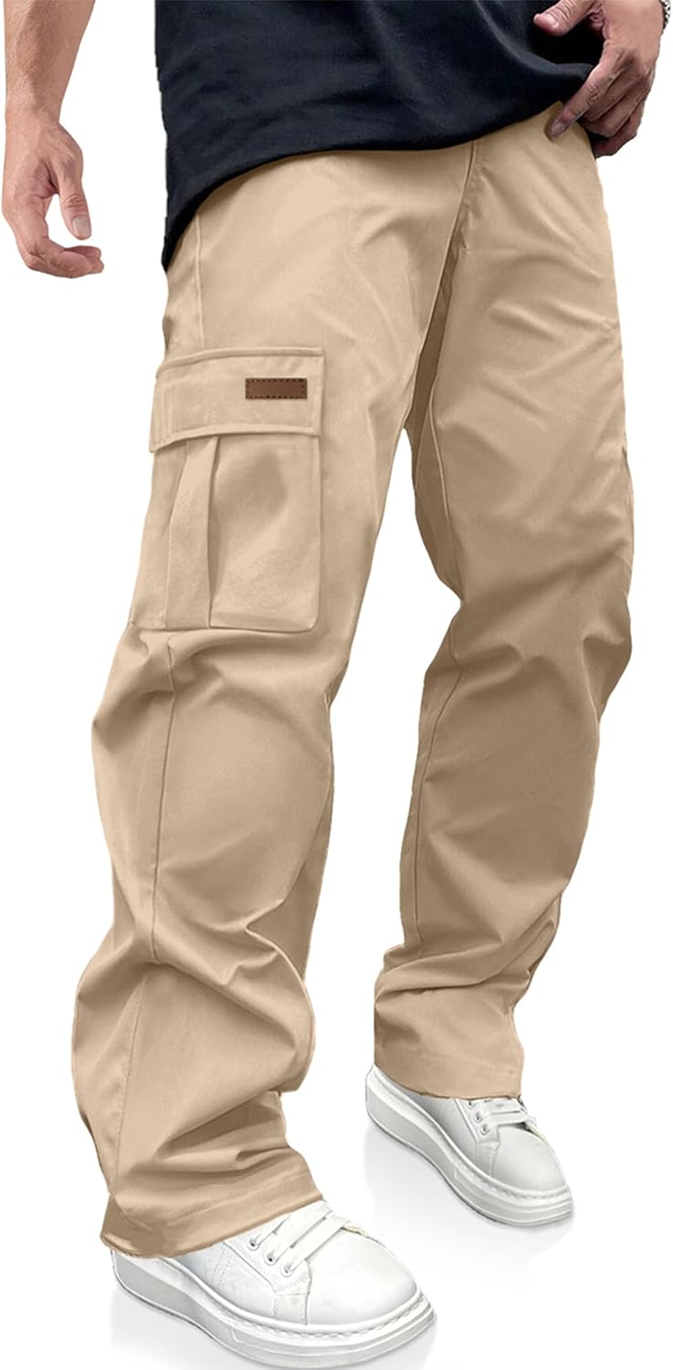 PLEPAN Men's Casual Cargo Pants Drawstring Hiking Pants Workout Tactical Joggers Sweatpants for Men - Image 22