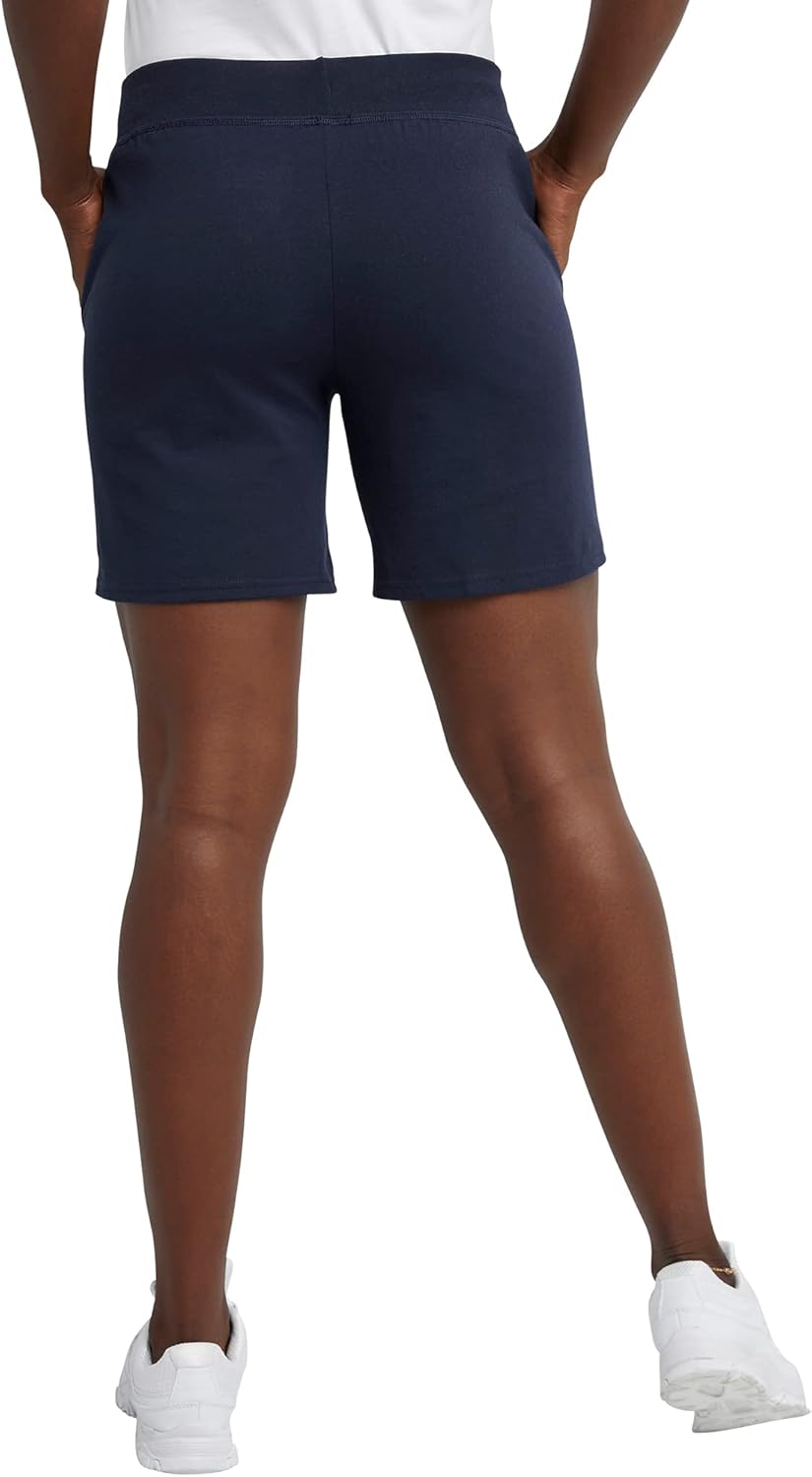 Hanes Women's Jersey Pocket Shorts, Drawstring Cotton Jersey Shorts, 7" Inseam - Image 3