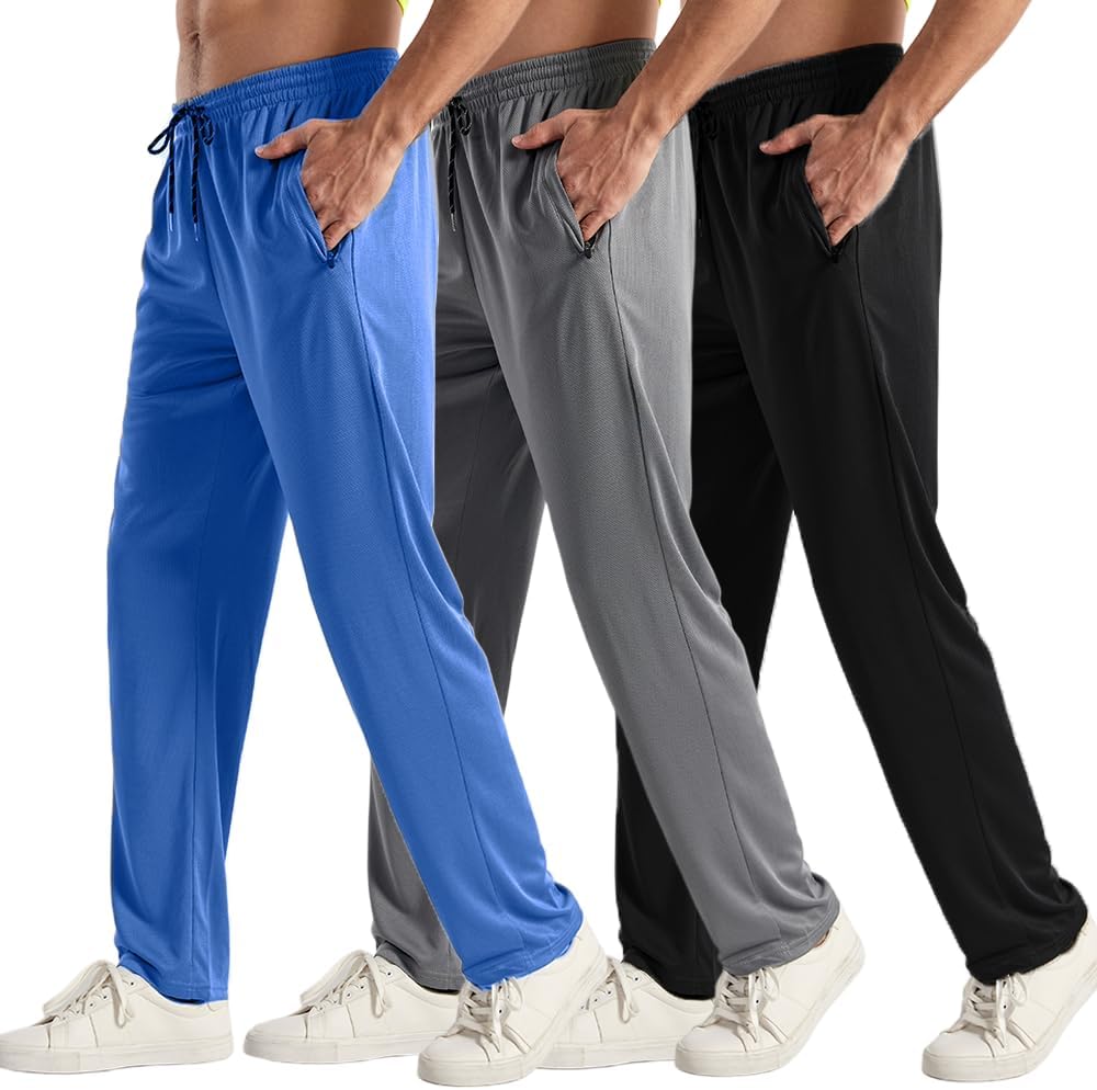 3PC or 5PC Men's Zipper Jogger Pants, Breathable & Flexible Fit, Comfortable for Sports & Casual Wear, Sweatpants for Men - Image 9