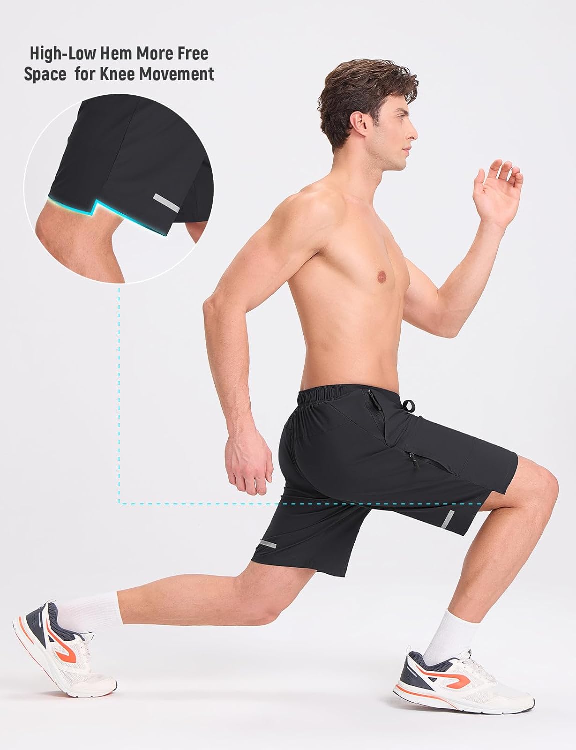 baleaf Men's Athletic Running Shorts 9 Inch Quick Dry Workout Zipper Pocket for Gym Basketball - Image 3