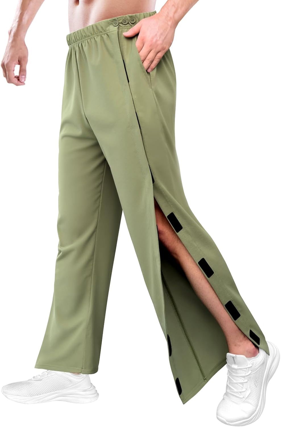 Men's Post Surgery Pants Open Bottom Easy Side Tear Away Pants for Men Sweatpants Loose Fit Post Surgery Pant with Pockets - Image 9