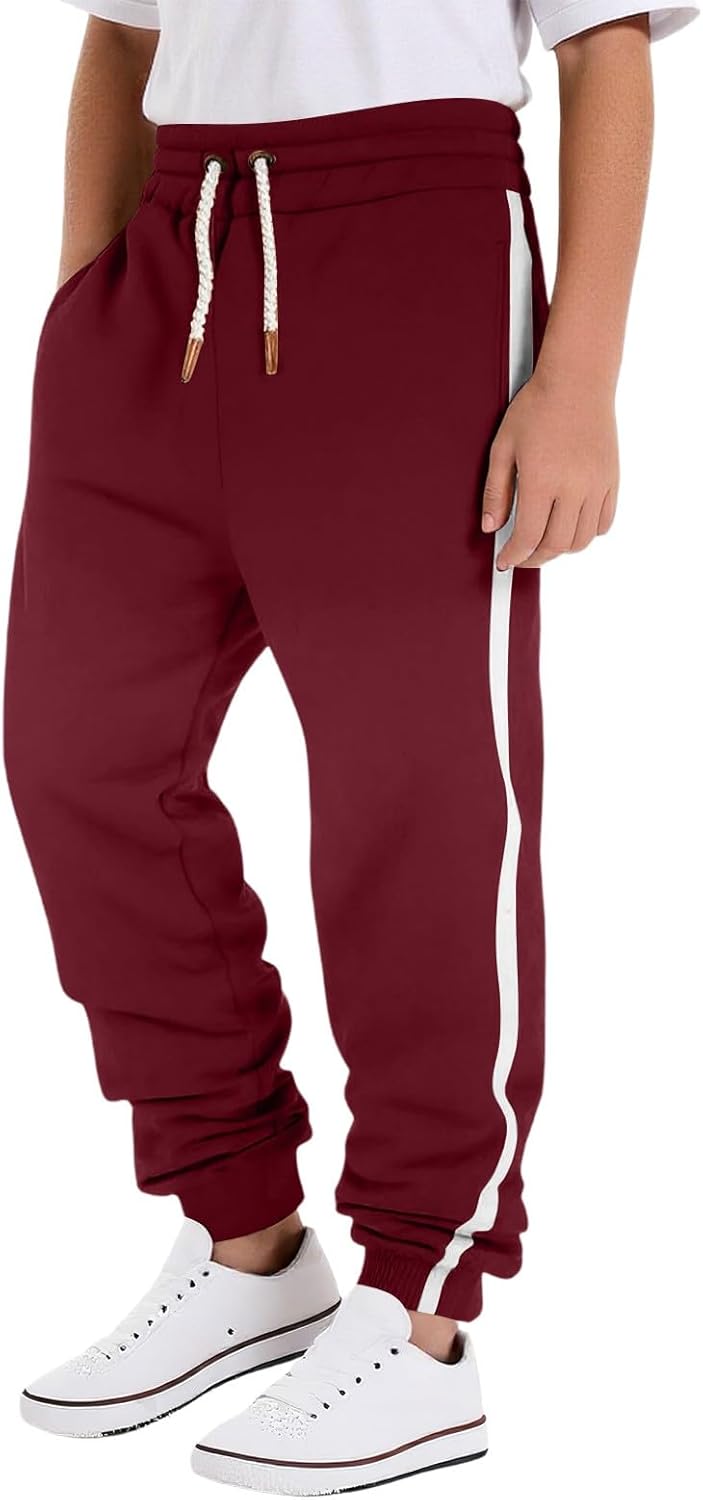 Boy's Fleece Cargo Sweatpants Athletic Basketball Joggers Sweat Pants Drawstring Elastic Waist Open Bottom Pants with Pockets - Image 21