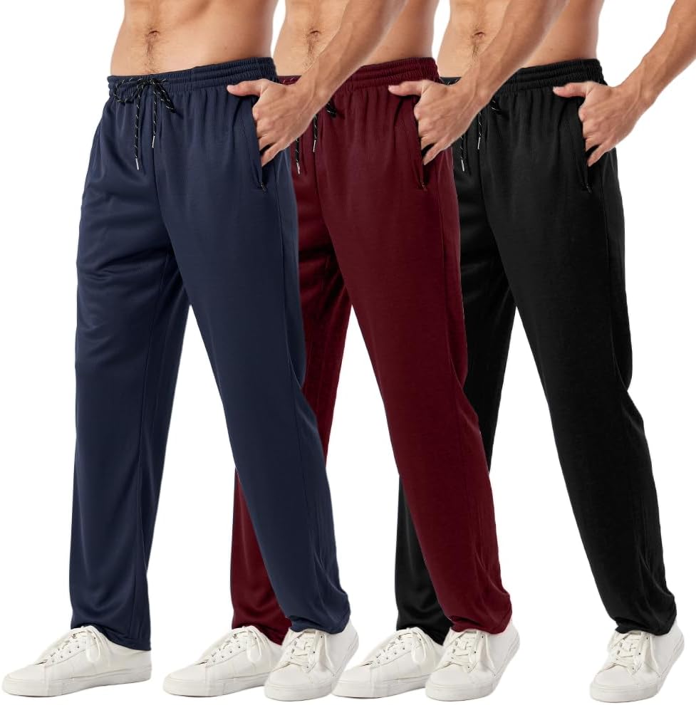 3PC or 5PC Men's Zipper Jogger Pants, Breathable & Flexible Fit, Comfortable for Sports & Casual Wear, Sweatpants for Men - Image 12