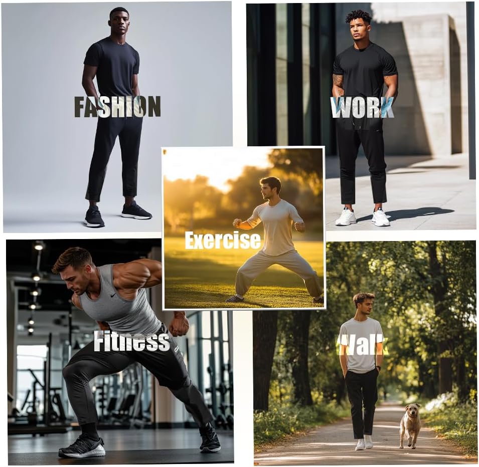 ZH 3 Pack Men's Sweatpants Open Bottom Joggers Lightweight Quick Dry Athletic Pants with Pockets for Workout & Lounge - Image 6