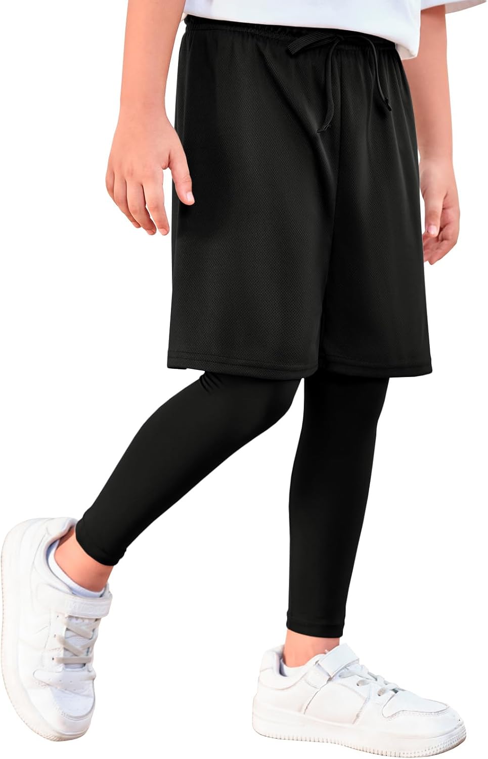 Haloumoning Boys Sports Leggings with Shorts Kids 2 in 1 Running Workout Athletic Legging Pants 5-14 Years - Image 5