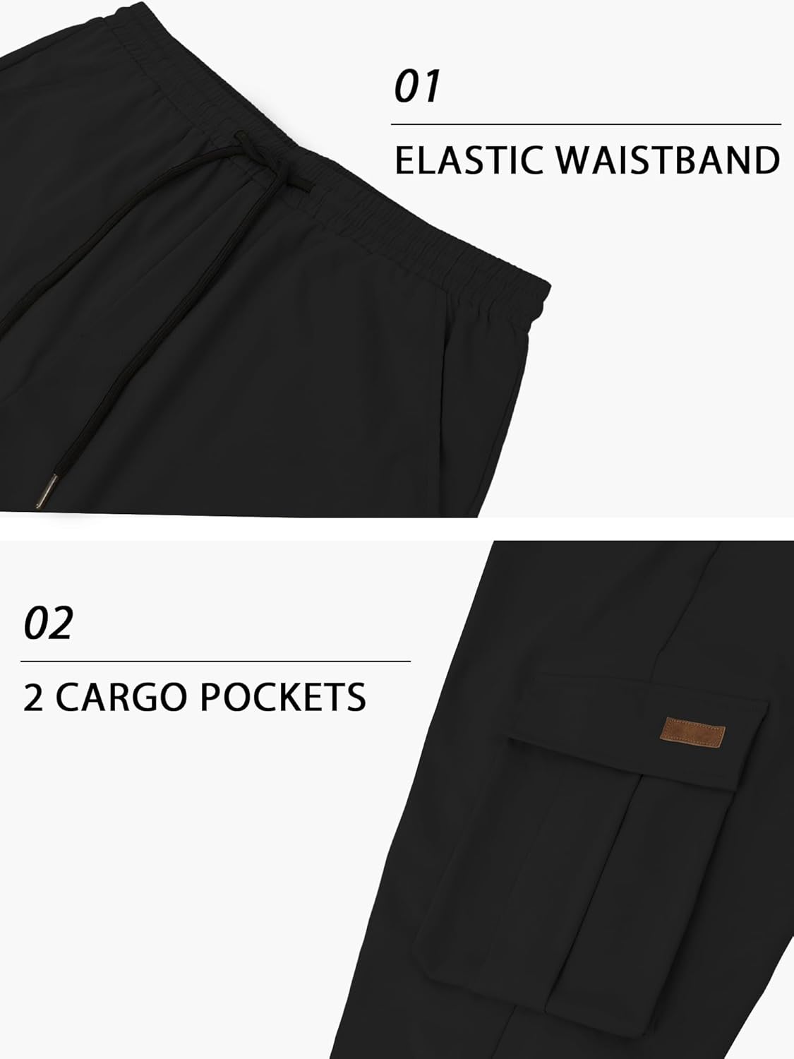 PLEPAN Men's Casual Cargo Pants Drawstring Hiking Pants Workout Tactical Joggers Sweatpants for Men - Image 5