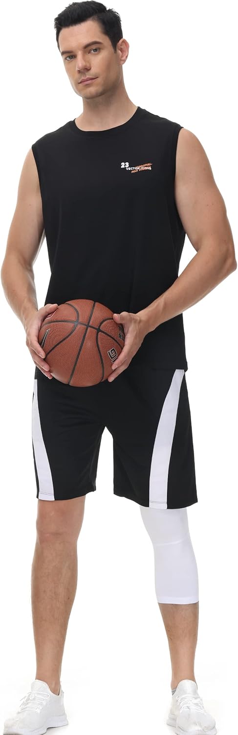 Roadbox Men's One Leg Compression Tights Pants, 3/4 Basketball Football Single Leg Leggings, Athletic Base Layer Underwear - Image 4