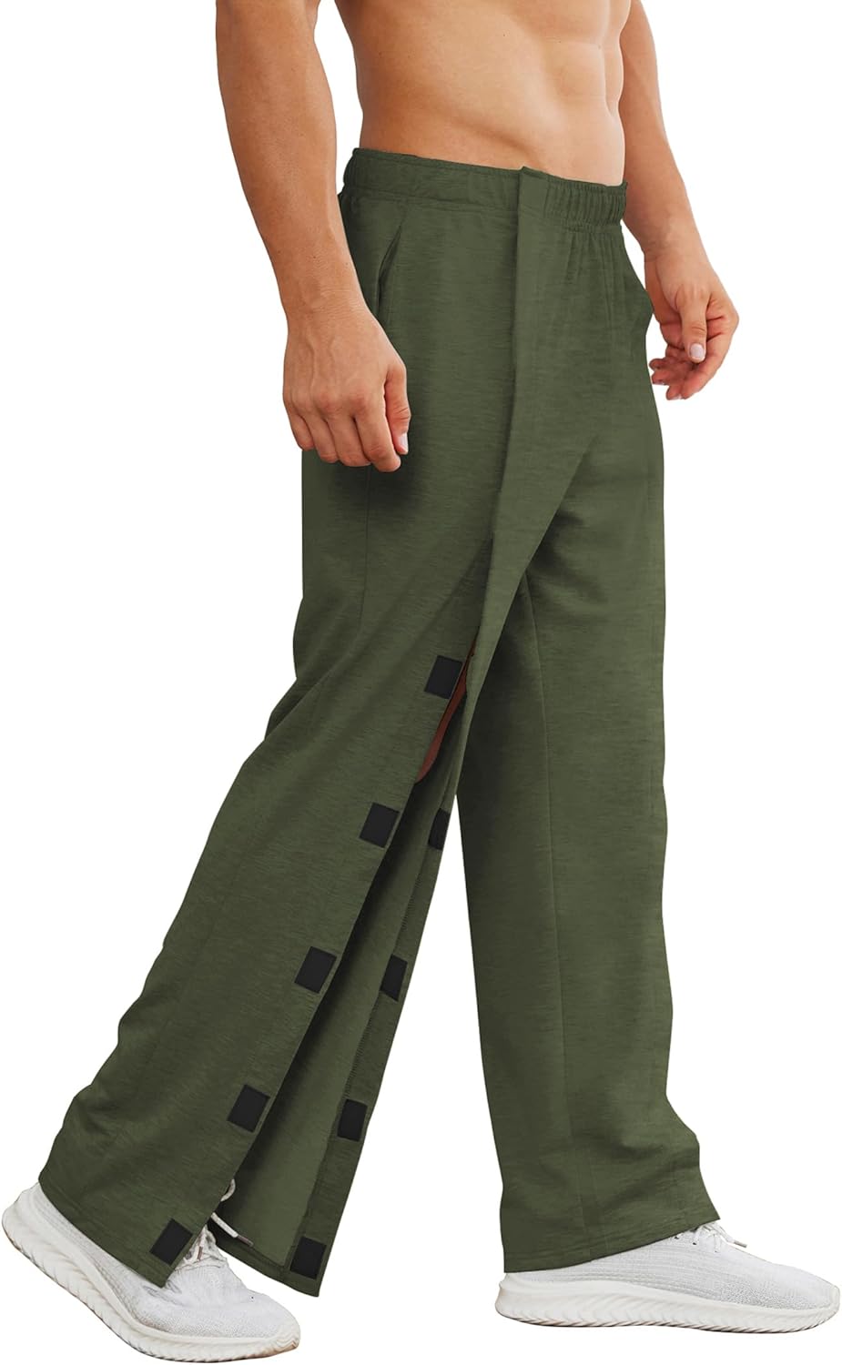 Deyeek Tear Away Pants for Men Easy Open Side Wide Leg Post Surgery Pants Soft Adaptive Breakaway Sweatpants with Pockets - Image 7
