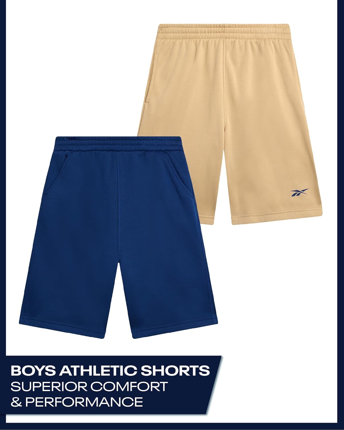 Reebok Boys Athletic Shorts - 2 Pack Performance Quick Dry Pull On French Terry Boys Shorts with Pockets for Basketball Gym - Image 2