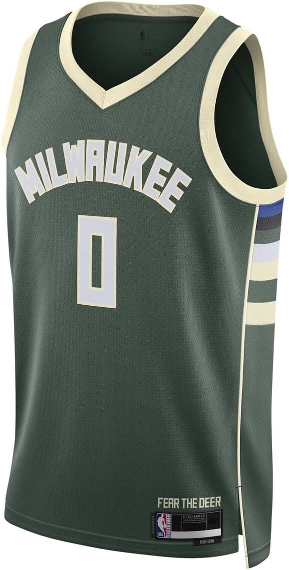 Damian Lillard Milwaukee Bucks NBA Kids Youth 8-20 Green Icon Edition Swingman Jersey - Image 2