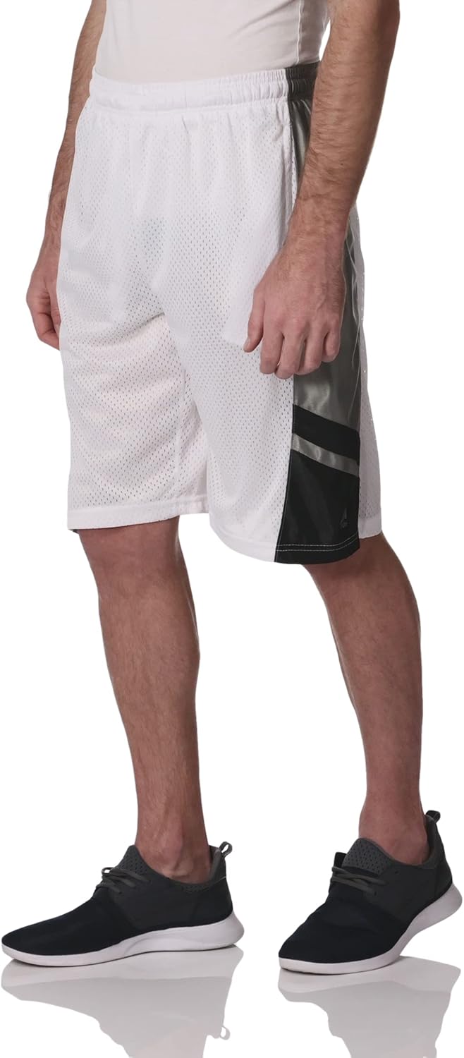 Southpole Mens Athletic Gym Basketball Mesh Shorts with Pockets, Inseam 12", Quick Dry, Breathable