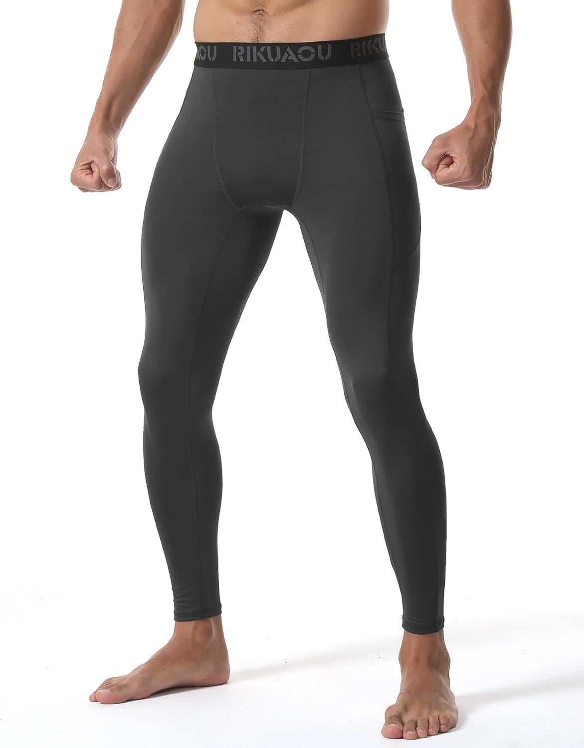 Men’s Compression Pants Running Leggings Athletic Base Layer Workout Tights with Pockets for Sports Basketball - Image 2