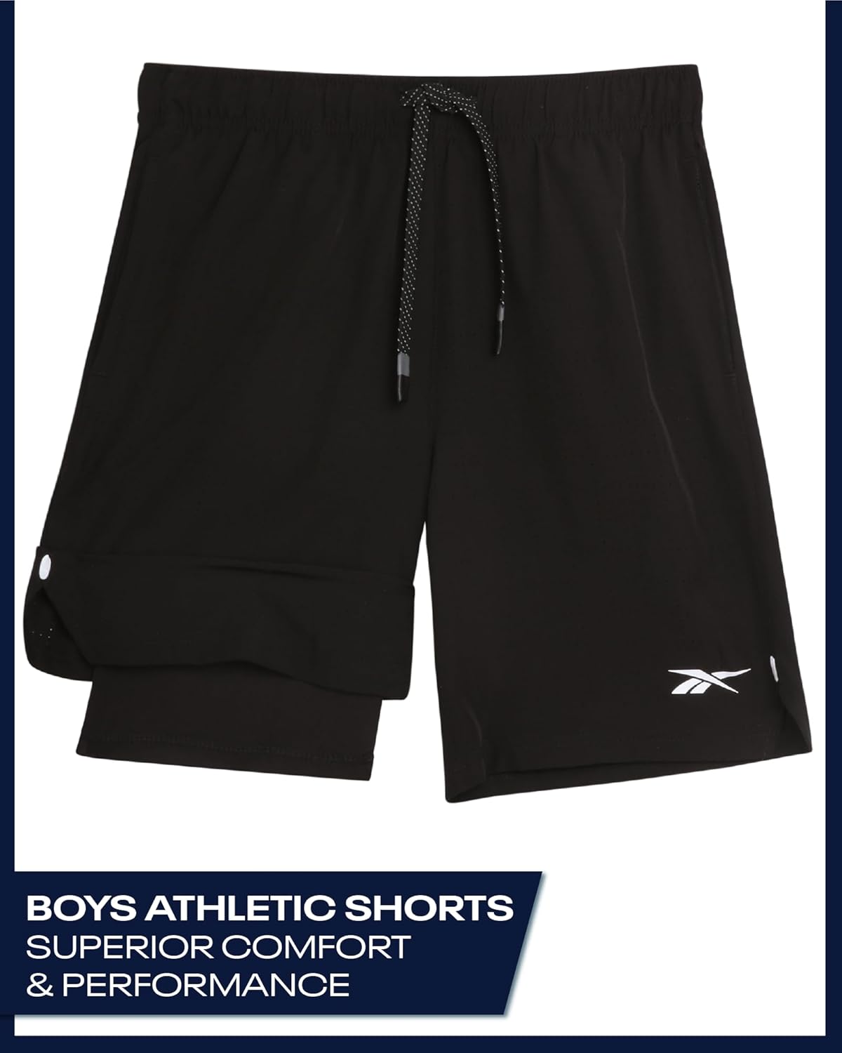 Reebok Boys Shorts - 2 in 1 Basketball Shorts with Compression Liner and Pockets - Gym and Running Boys Athletic Shorts - Image 2