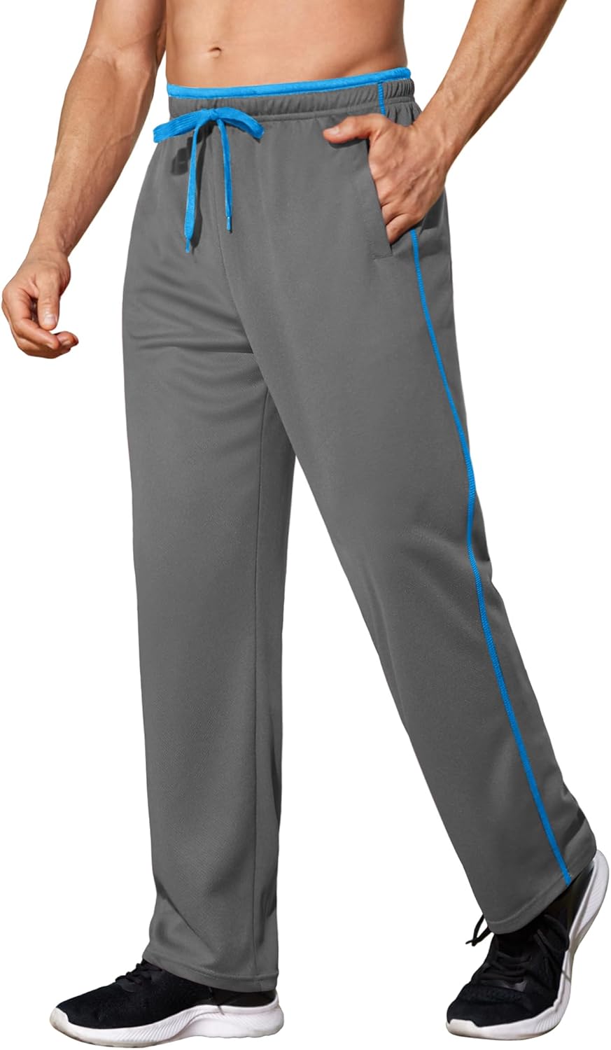 COOFANDY Mens Athletic Workout Pants Open Bottom Sweatpants Mesh Gym Pants for Runnning, Training,Casual - Image 7