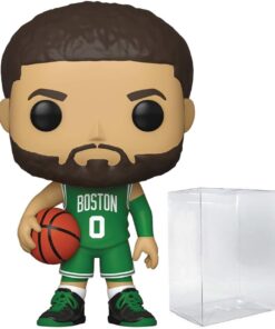 POP NBA: Celtics - Jayson Tatum (Green Jersey) Funko Vinyl Figure (Bundled with Compatible Box Protector Case), Multicolor, 3.75 inches