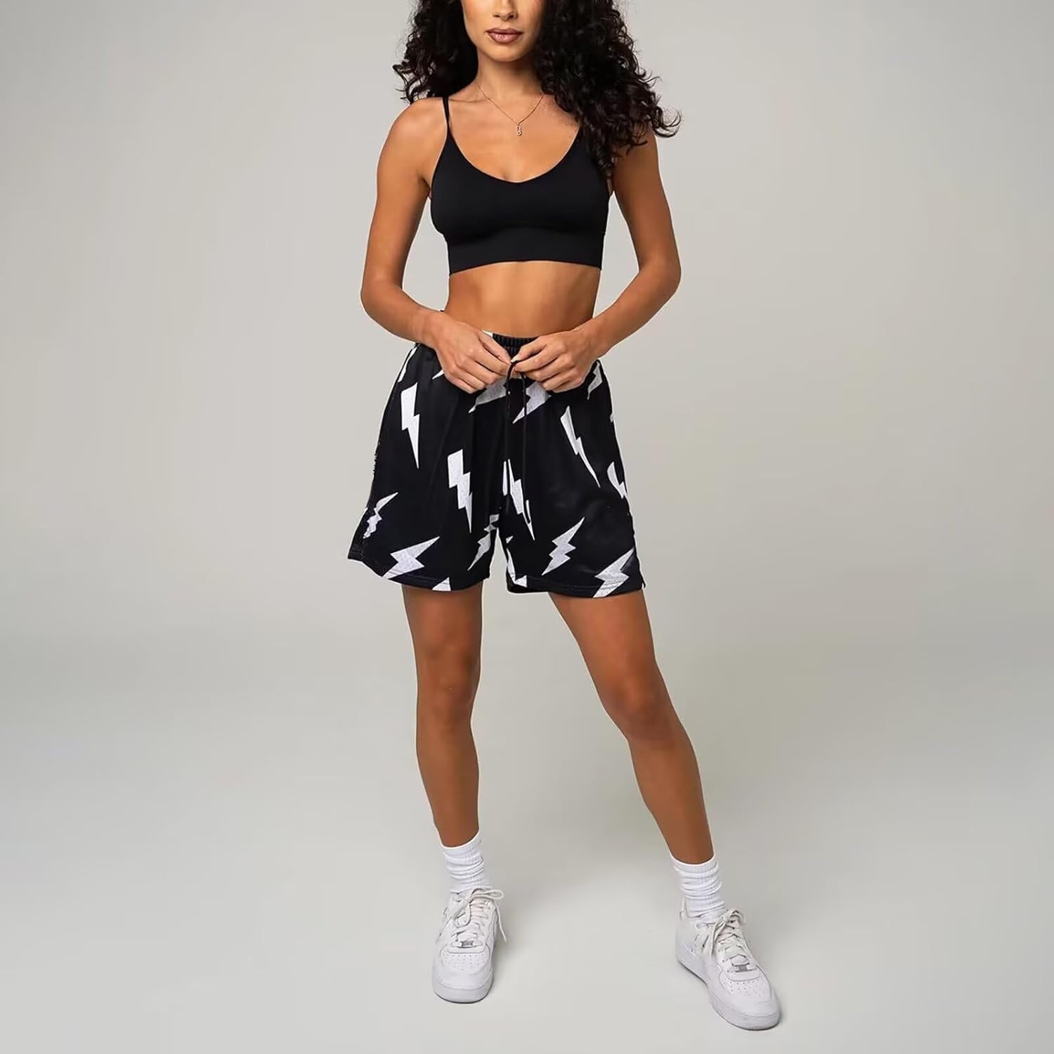 Men's Mesh Basketball Shorts Breathable Athletic Shorts with Pockets Lightning & Star Print Gym Training Outdoor - Image 2