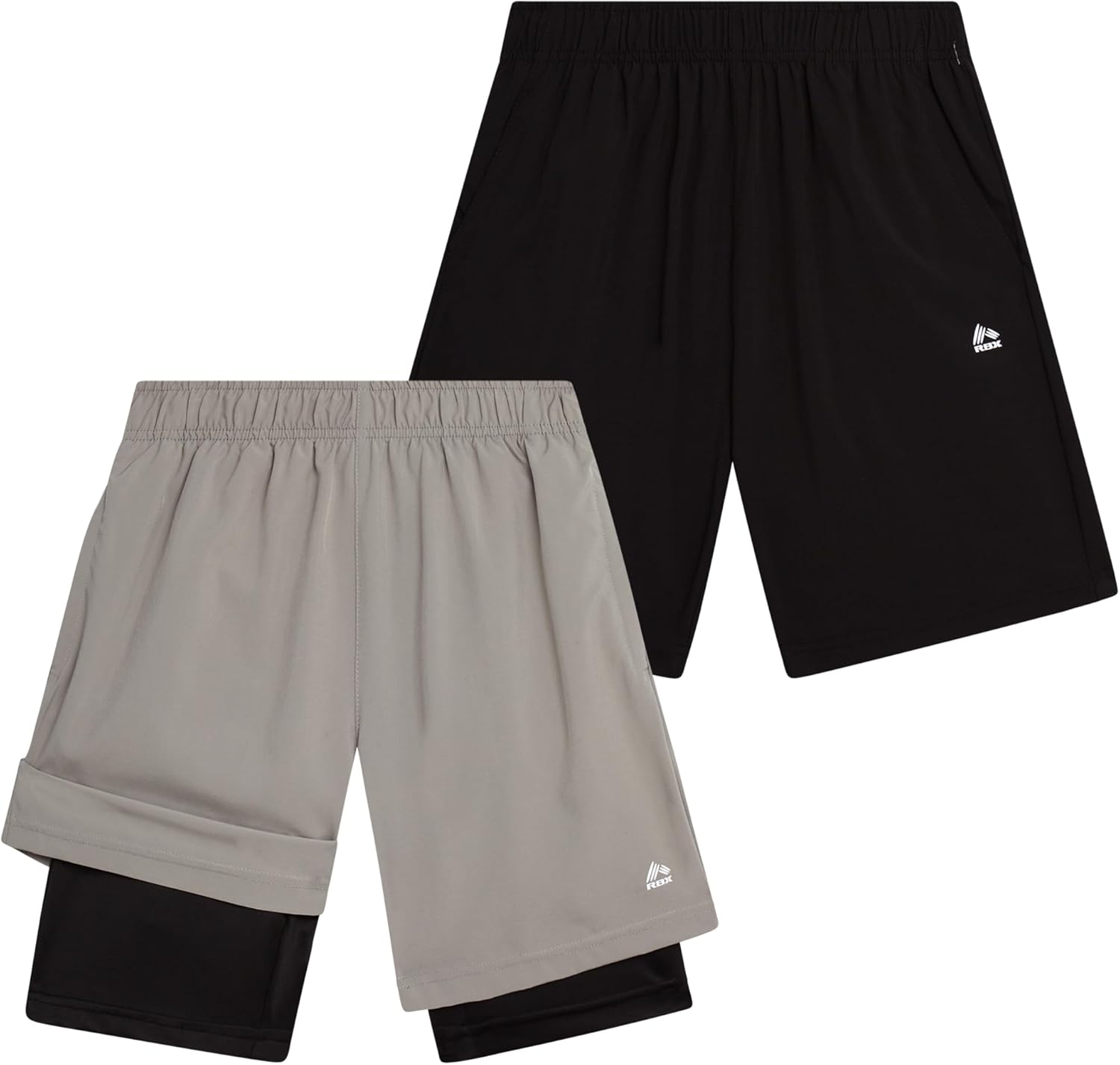RBX Boys Shorts - 2 Pack Basketball Shorts with Compression Liner and Pockets - Gym and Running Boys Athletic Shorts (8-16) - Image 8
