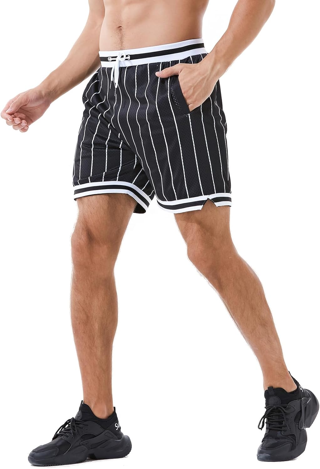 HEALONG Basketball Athletic Shorts Men - Mesh Gym Sports Workout Training Drawstring Retro Casual Fashion Short with Pockets - Image 2