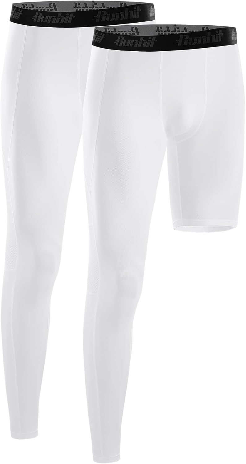 Runhit Men's Basketball One Leg Compression Tights Full Length Single Leg Compression Pants Sports Base Layer Underwear - Image 19