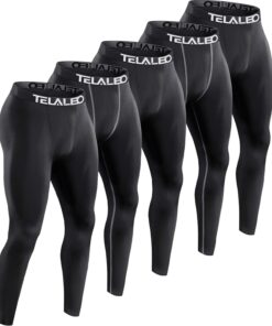 TELALEO 5 Pack Men's Compression Pants for Workout, Running,Basketball,Football-Sports Baselayer Leggings