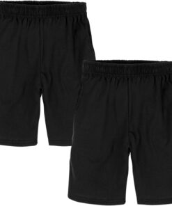 Hanes Boys Jersey Shorts Pack, 2-Pack, Cotton Shorts for Boys with Pockets, Pull-On Shorts