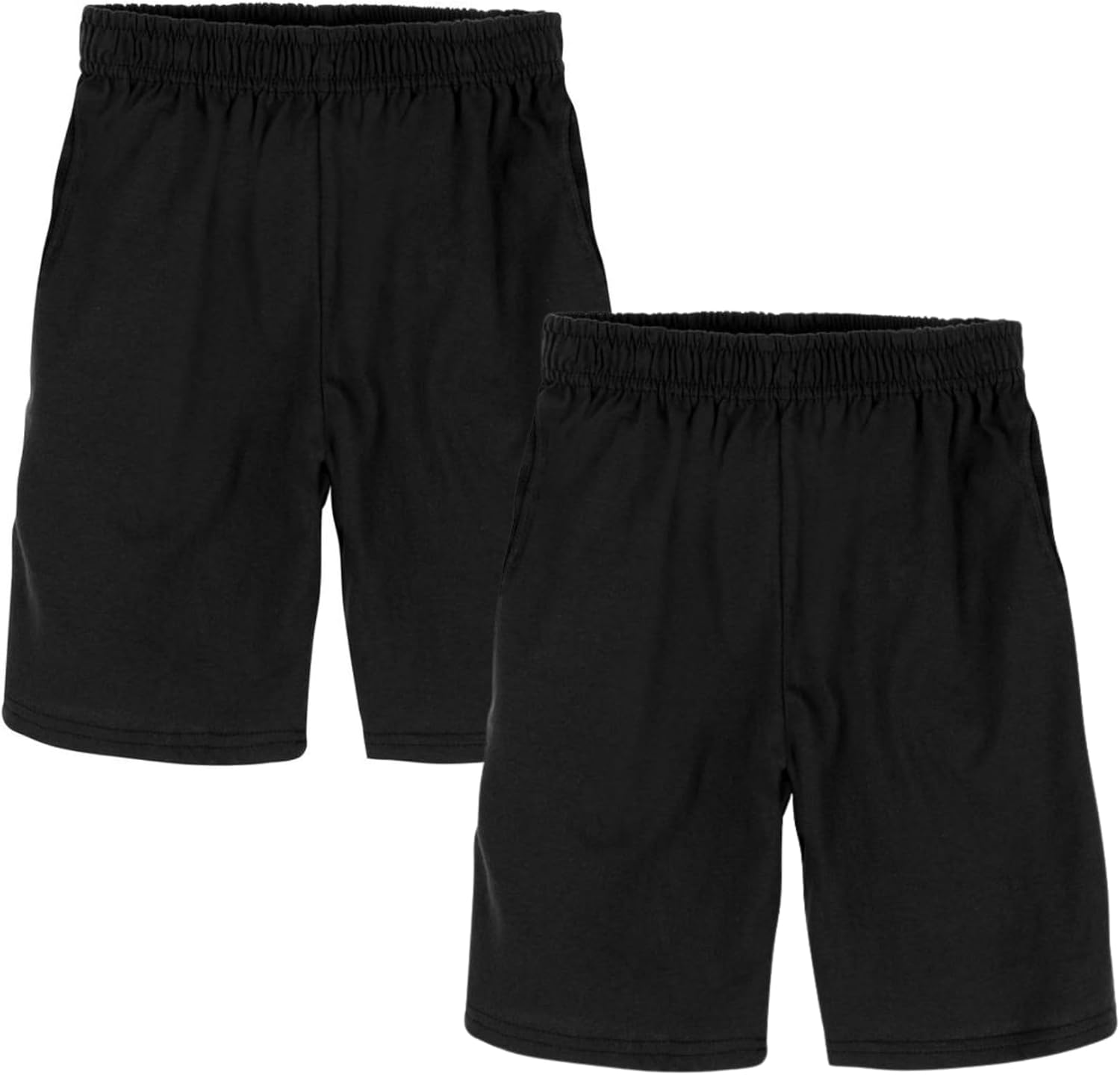 Hanes Boys Jersey Shorts Pack, 2-Pack, Cotton Shorts for Boys with Pockets, Pull-On Shorts
