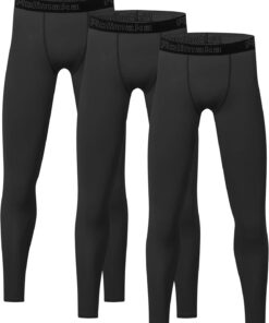 4 or 3 Pack Youth Boys' Compression Leggings Tights Athletic Pants Sports Base Layer for Kids Cold Gear