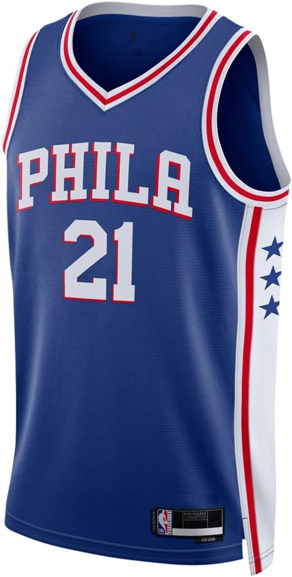 Joel Embiid Philadelphia 76ers NBA Kids Youth 8-20 Blue Icon Edition Swingman Jersey - Image 2