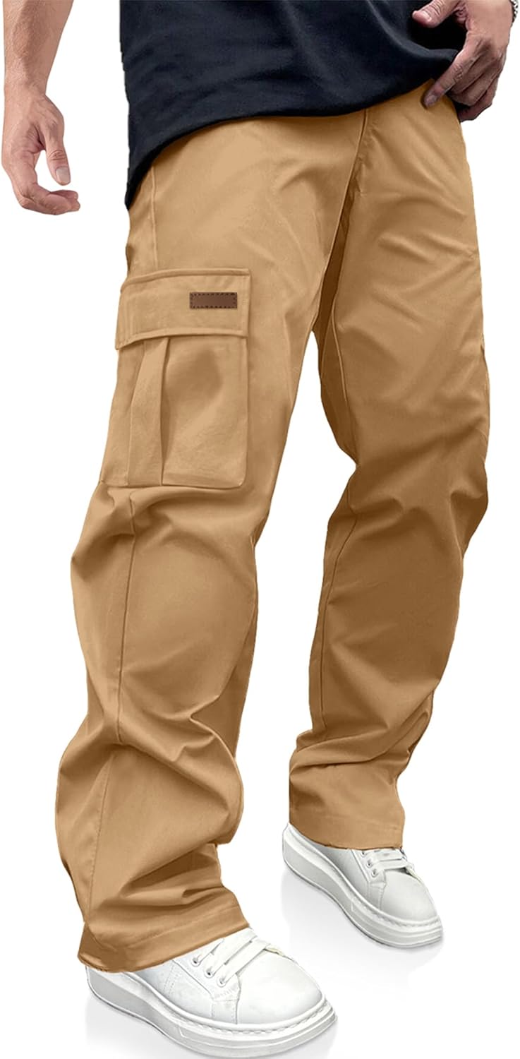 PLEPAN Men's Casual Cargo Pants Drawstring Hiking Pants Workout Tactical Joggers Sweatpants for Men - Image 19