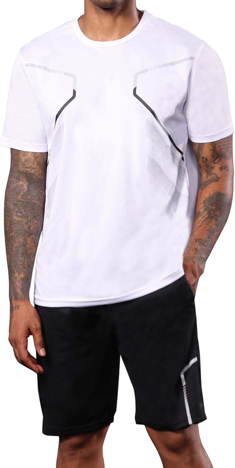 BUYJYA 3 Pack Men's Gym Shorts Shirt Set Workout Athletic Basketball Running Football Elastic Waist with Pocket Gifts - Image 3