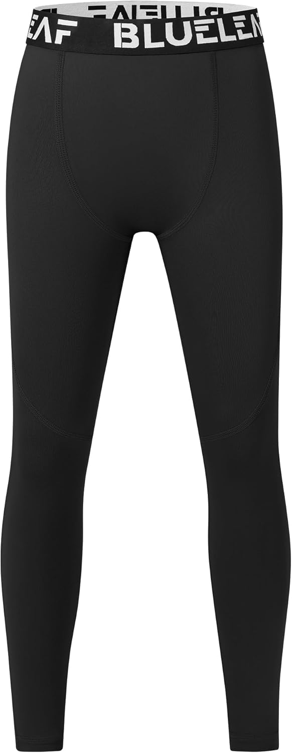 Blueleaf Boy's Compression Leggings Youth Athletic Tights Basketball Baseball Football Pants Quick Dry Sports Base Layer